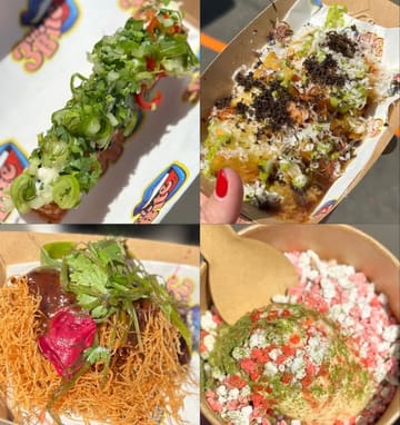 A high-quality collage showcasing various gourmet dishes from a food festival, featuring creations from Michelin-starred chefs. The photography is bright and clear, highlighting the intricate plating and textures of the food.