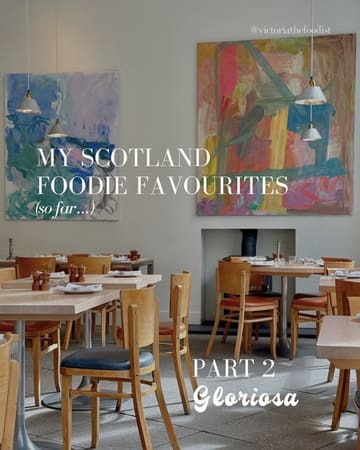 A bright, inviting interior shot of the restaurant Gloriosa in Glasgow, used as a cover image for a 'Scotland foodie favourites' series.