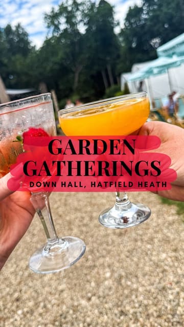 A vlog-style video showcasing a 'Garden Gathering' outdoor dining experience at Down Hall. The video features shots of the venue's garden, the cooking process, and the various courses served, emphasizing the farm-to-fork concept.