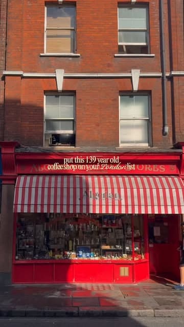A short, handheld vlog showcasing the historic Algerian Coffee Stores in Soho, London, highlighting its long-standing presence, coffee and tea selection, and cozy, traditional atmosphere.