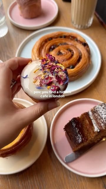 A short, aesthetic showcase of a bakery and cafe in London, highlighting their pastry selection, interior, and service.