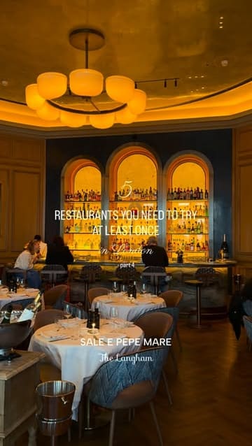 A curated listicle video featuring five distinct London dining venues, ranging from high-end restaurants to cozy pubs, highlighting their interiors, signature dishes, and drinks.