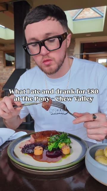 A detailed vlog-style review of a visit to The Pony in Chew Valley, highlighting the restaurant's farm-to-table approach, the venue's atmosphere, and a breakdown of the tasting menu items.