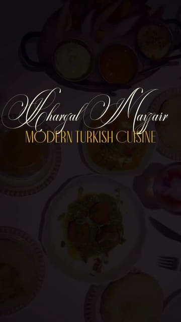 A high-quality, polished video montage showcasing Chargal, a modern Turkish restaurant in Mayfair. The video features a series of smooth, well-lit shots of the restaurant's elegant interior, various dishes including grilled meats and desserts, and cocktails. Text overlays provide commentary on the quality and atmosphere of the venue, positioning it as a luxury dining destination.