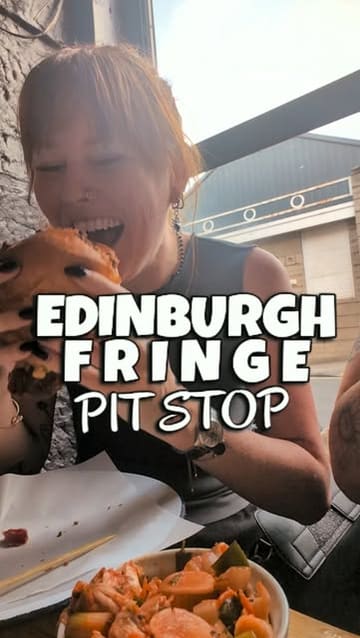 A vlog-style review of The Lioness of Leith, highlighting their burger menu, cocktails, and sides during the Edinburgh Fringe. The video features close-ups of the food, the interior, and the creator enjoying the meal.