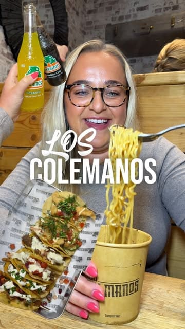 A fast-paced, engaging food review showcasing a Mexican pop-up residency at a cafe, featuring various tacos, birria dishes, and mozzarella sticks.