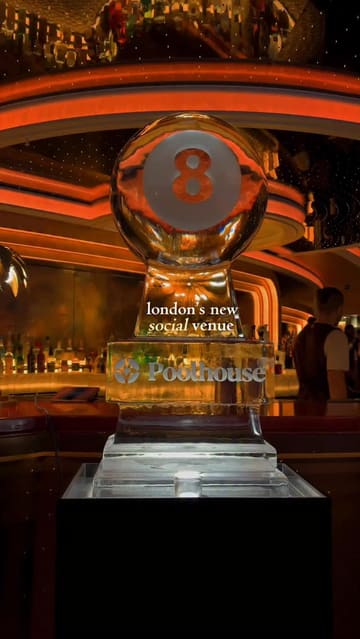 A promotional video for Poolhouse in London, showcasing their interactive pool tables, bar area, and food offerings. The video uses quick, rhythmic cuts to highlight the venue's modern, upscale aesthetic and entertainment features.