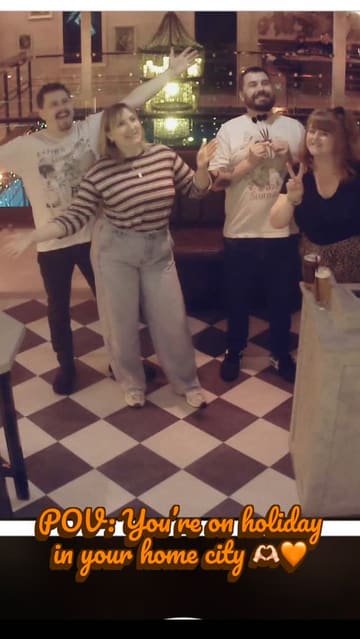 A fast-paced montage showcasing a weekend of dining, drinking, and activities across various venues in Sheffield, framed as a 'holiday in your home city.'