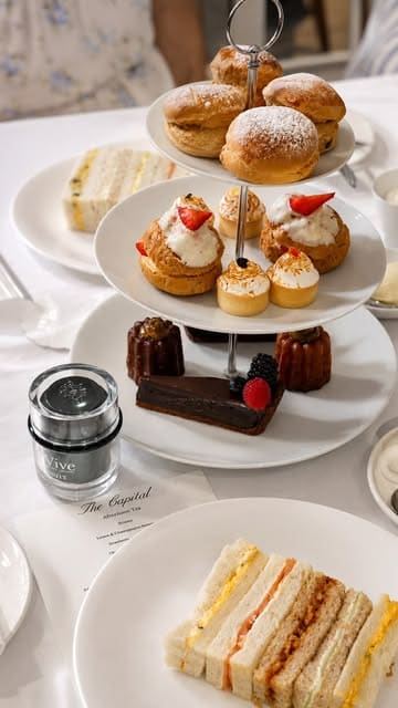 A promotional reel for an afternoon tea experience at The Capital Hotel in Knightsbridge, which includes a skincare collaboration with FOREO and Revive.
