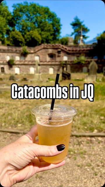 A short, atmospheric video showcasing the Warstone Lane Cemetery and its catacombs in Birmingham's Jewellery Quarter, suggesting it as a peaceful spot to visit, with a brief mention of a nearby cafe.