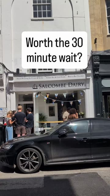 This video provides a quick, first-person perspective on the opening weekend of a new Salcombe Dairy ice cream parlour in Clifton, Bristol. It documents the queue, the menu options, the scooping process, and the final product, offering a candid look at the experience.