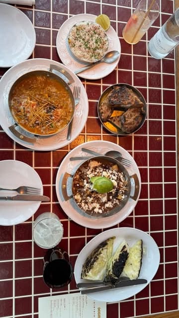 A montage showcasing the interior, food, drinks, and views at Decimo, a Mexican restaurant located in The Standard hotel in London.