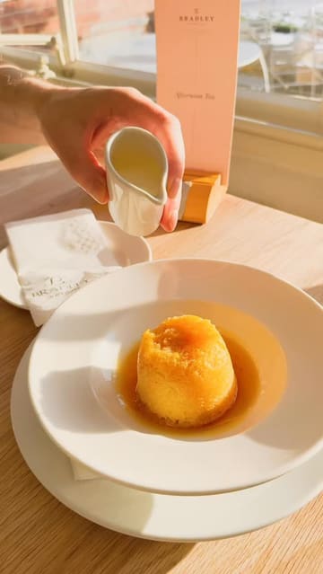 A curated listicle video showcasing ten different desserts from various hospitality venues across the North East of England. The video features high-quality, close-up shots of each dessert, often highlighting the texture or the act of serving, such as pouring sauces or breaking into the dish.