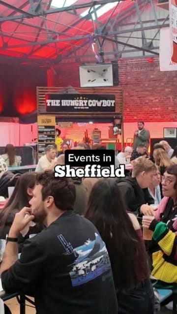A promotional reel for the British Street Food Awards at Peddler Market in Sheffield, showcasing a variety of street food traders, the event atmosphere, and activities like DJ sets and tarot readings.