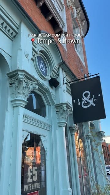 A promotional reel for Temper & Brown in Birmingham, showcasing their Caribbean comfort food, cocktails, and pub atmosphere.