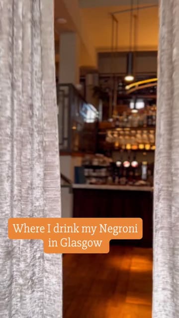 A montage video showcasing various bars and restaurants in Glasgow where the creator enjoys a Negroni, featuring shots of the venues and the cocktails themselves.