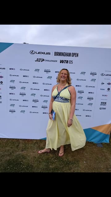 A montage documenting a hospitality experience at the Birmingham Open Tennis tournament, featuring clips of the tennis matches, the dining area, and the food and drink served throughout the day.
