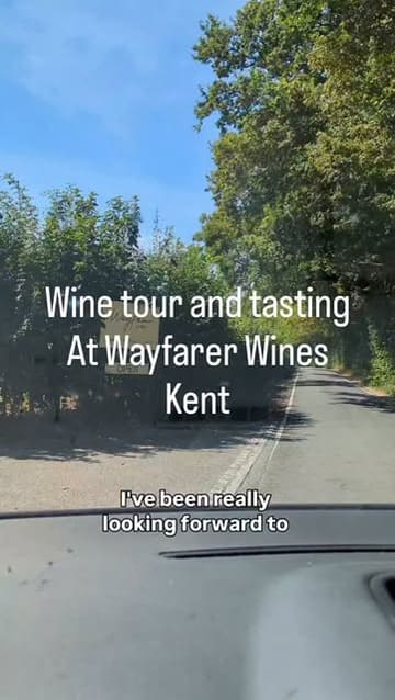 A vlog-style video showcasing a wine tour and tasting experience at Wayfarer Wines in Kent, highlighting the vineyard setting, the wine tasting process, and the accompanying cheese board.