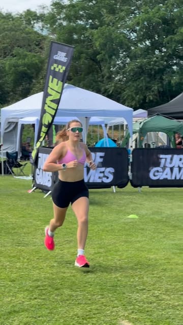 A high-energy montage of a participant competing in the Turf Games fitness event, showcasing the running and athletic challenges involved.