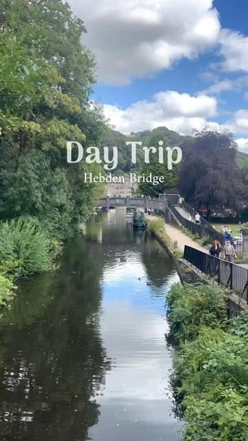 A travel-focused reel documenting a day trip to Hebden Bridge, featuring scenic canal walks, local markets, and visits to various independent cafes and eateries.