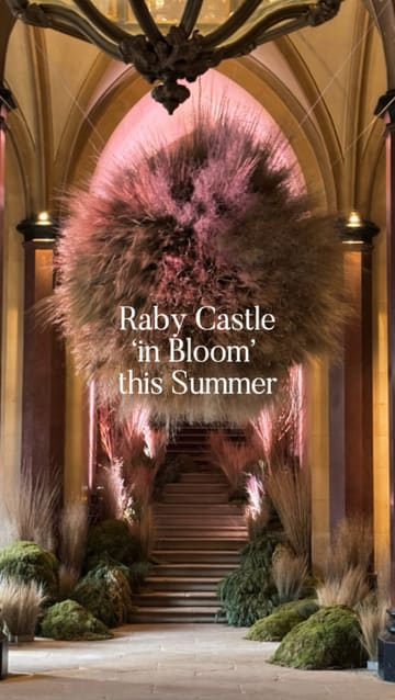 A cinematic showcase of Raby Castle's 'Castle in Bloom' summer event, featuring elaborate floral installations throughout the castle, the walled gardens, the Vinery afternoon tea service, and the Coach House gift shop.