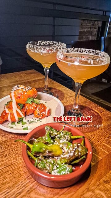 A montage video showcasing the refurbished interior and new summer menu at The Left Bank in Glasgow, featuring a variety of dishes and cocktails.