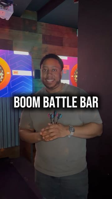 A short, fast-paced video showcasing a visit to Boom Battle Bar in Manchester. The creator highlights the interactive games available, including digital darts and beer pong, while also featuring cocktails and bar snacks. The video captures the lively, competitive atmosphere of the venue, making it look like a fun spot for a night out with friends.
