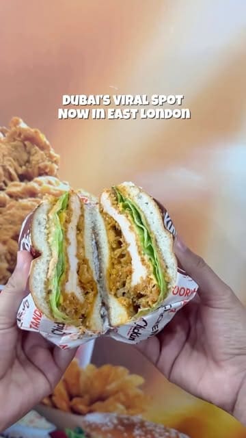 A review-style video showcasing the opening of a Chicking branch in East London, highlighting the menu variety including fried chicken, burgers, and milkshakes.