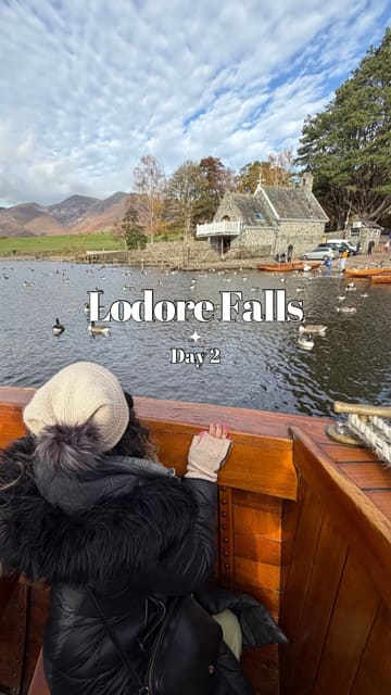 A travel vlog documenting a day at Lodore Falls Hotel and Spa in the Lake District. The video features breakfast, a walk around the grounds, a boat trip on Derwentwater, spa facilities, and dinner at the hotel's brasserie.