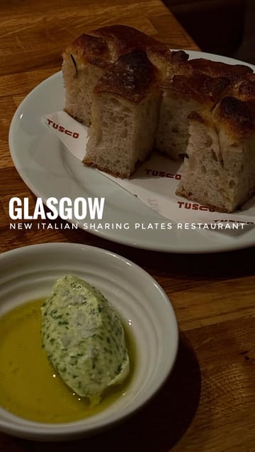 A short, aesthetic montage showcasing the interior, cocktails, and various sharing plates at Tusco, a newly opened Italian restaurant in Glasgow's Westend.
