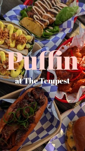 A fast-paced, energetic reel showcasing a group of friends enjoying food and cocktails at a beachside venue in Brighton. The video features close-ups of burgers, loaded fries, and margaritas, interspersed with shots of the outdoor seating area and the social atmosphere.
