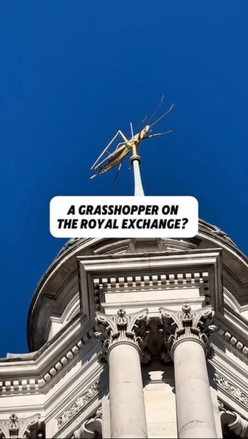 The creator provides a historical deep dive into the golden grasshopper statue atop the Royal Exchange in London, using this detail to promote their 'Symbols of the City' self-guided audio tour. The video combines on-location footage of the building with historical illustrations and the creator's narration.