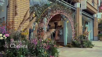 The video captures a day in Chelsea, focusing on the Chelsea in Bloom floral installations and a floral arrangement workshop at Amarante London.