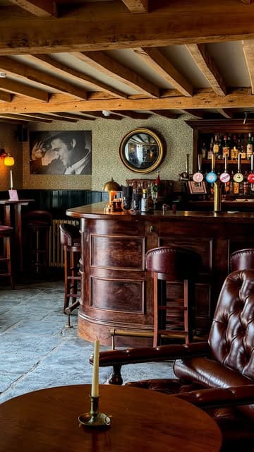 A promotional reel for The Norman Knight, a pub in the Cotswolds, featuring a variety of dishes including a Sunday roast, desserts, and drinks, alongside shots of the interior and outdoor garden seating.