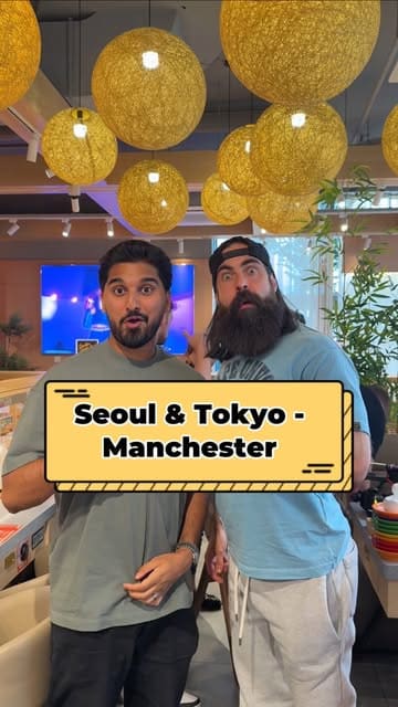A promotional video showcasing Seoul & Tokyo in Manchester, highlighting its unique combination of a revolving sushi and hot pot restaurant with an integrated East Asian supermarket. The video features various food items, the ordering process, and the supermarket's product range.