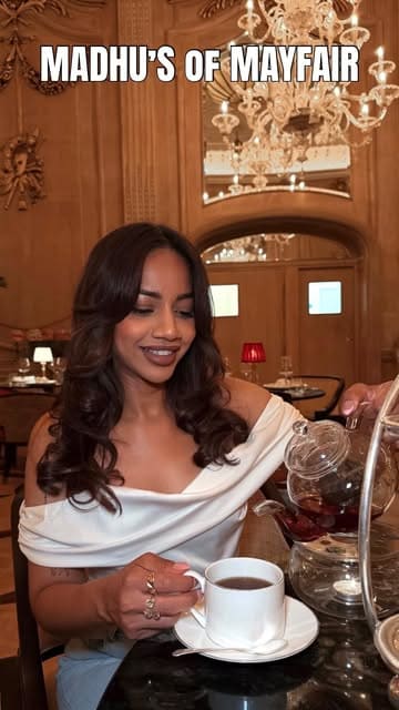 A visually appealing reel showcasing the 'High Chai' afternoon tea at Madhu's of Mayfair, located within the Oak Room at The Dilly. The video highlights the opulent interior, the detailed presentation of the Indian-inspired afternoon tea stand, and the overall elegant atmosphere.