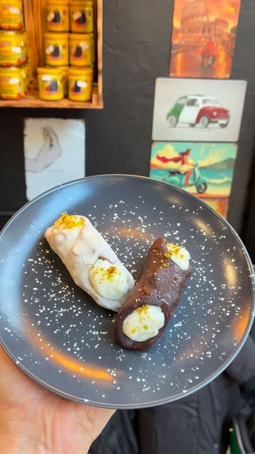 A promotional reel for Bonincontro, an Italian coffee house in Nottingham, featuring a tour of the interior, a look at the menu including focaccia and cannoli, and the creator enjoying the offerings.
