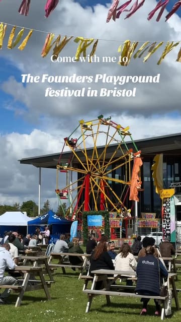 A recap video of The Founders Playground festival in Bristol, featuring shots of the event grounds, speakers on stage, workshops, and various food vendors.