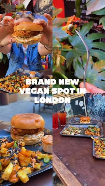 A vibrant, fast-paced review of a vegan chicken residency located within a brewery. The video features close-up shots of burgers, loaded fries, and chicken bites, alongside glimpses of the venue's interior, effectively highlighting the food's texture and the casual atmosphere.