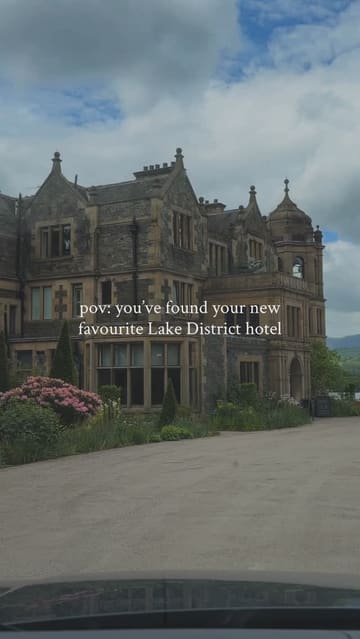 A montage showcasing a stay at a Lake District hotel, including interior shots, afternoon tea, and a visit to a local bakery. The video captures a relaxed, scenic atmosphere.