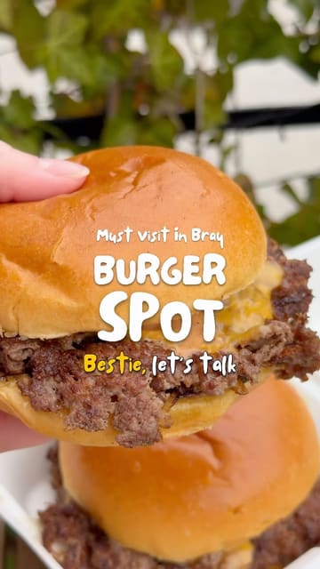 A short, energetic review of a burger spot in Bray, featuring the exterior, branding, and a close-up look at the smash burger and fries.