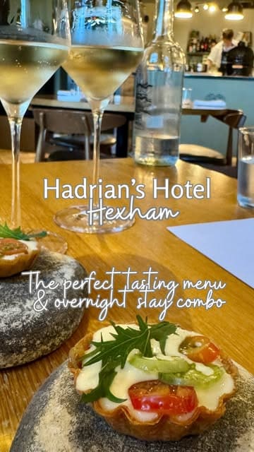 A montage showcasing the facilities and dining experience at Hadrian's Hotel and Willow restaurant. The video features shots of the hotel exterior, a boutique bedroom, the restaurant interior, and several courses from their tasting menu.