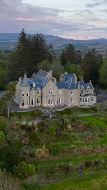 A video tour of Glencruitten House in Oban, Scotland, showcasing the historic and luxurious interiors, the spa facilities, the surrounding grounds, and a fine dining experience.