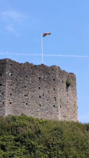A travel-style montage showcasing various scenes around Cardiff, including landmarks, a bakery, a restaurant, and outdoor areas.