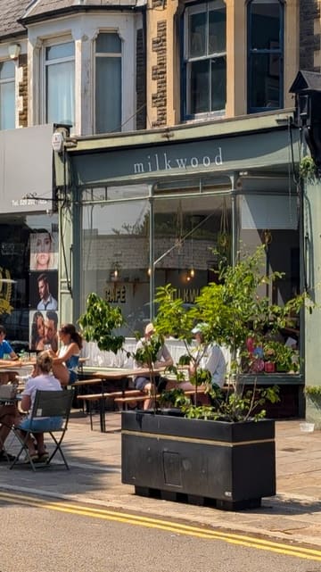 A short video showcasing the exterior and brunch menu at Milkwood in Cardiff, featuring Turkish eggs, Welsh rarebit, and a full English breakfast.