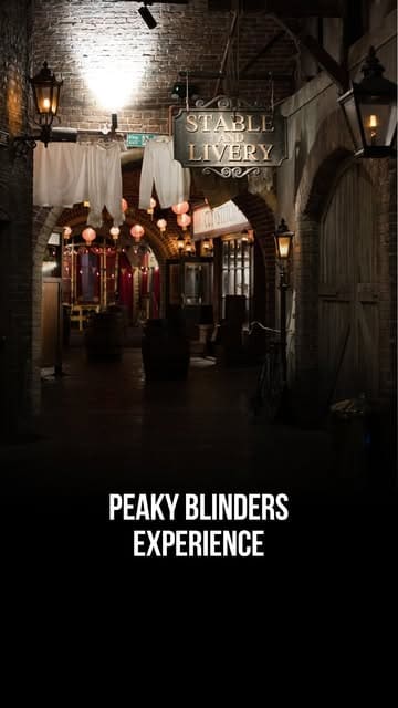 A fast-paced, immersive tour of the Peaky Blinders Underworld experience in London, highlighting the themed sets, interactive games, character interactions, and the Garrison Tavern bar.