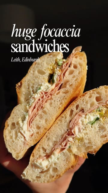 A short, fast-paced video showcasing the Sicilian Pastry Shop in Edinburgh. It highlights their affordable, large focaccia sandwiches and various pastries, emphasizing the shop's no-frills, authentic appeal.