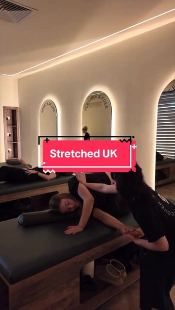 A vlog-style review of an assisted stretching studio called 'Stretched', showcasing the process, the facility, and the creator's positive experience.