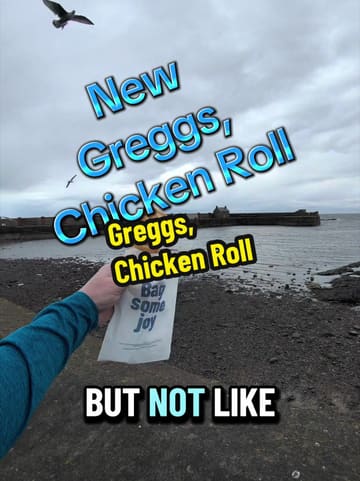 A first-person review of a new chicken roll from a Greggs location, featuring a walk-through of the shop and a taste test of the product.