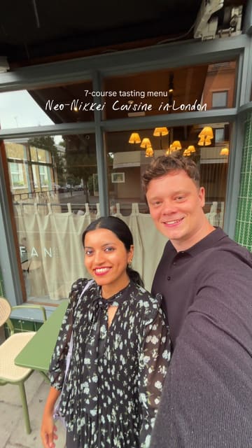 A couple visits Fan Restaurant in London to experience their 7-course Neo-Nikkei tasting menu, showcasing various small plates, sushi, and cocktails in an intimate setting.